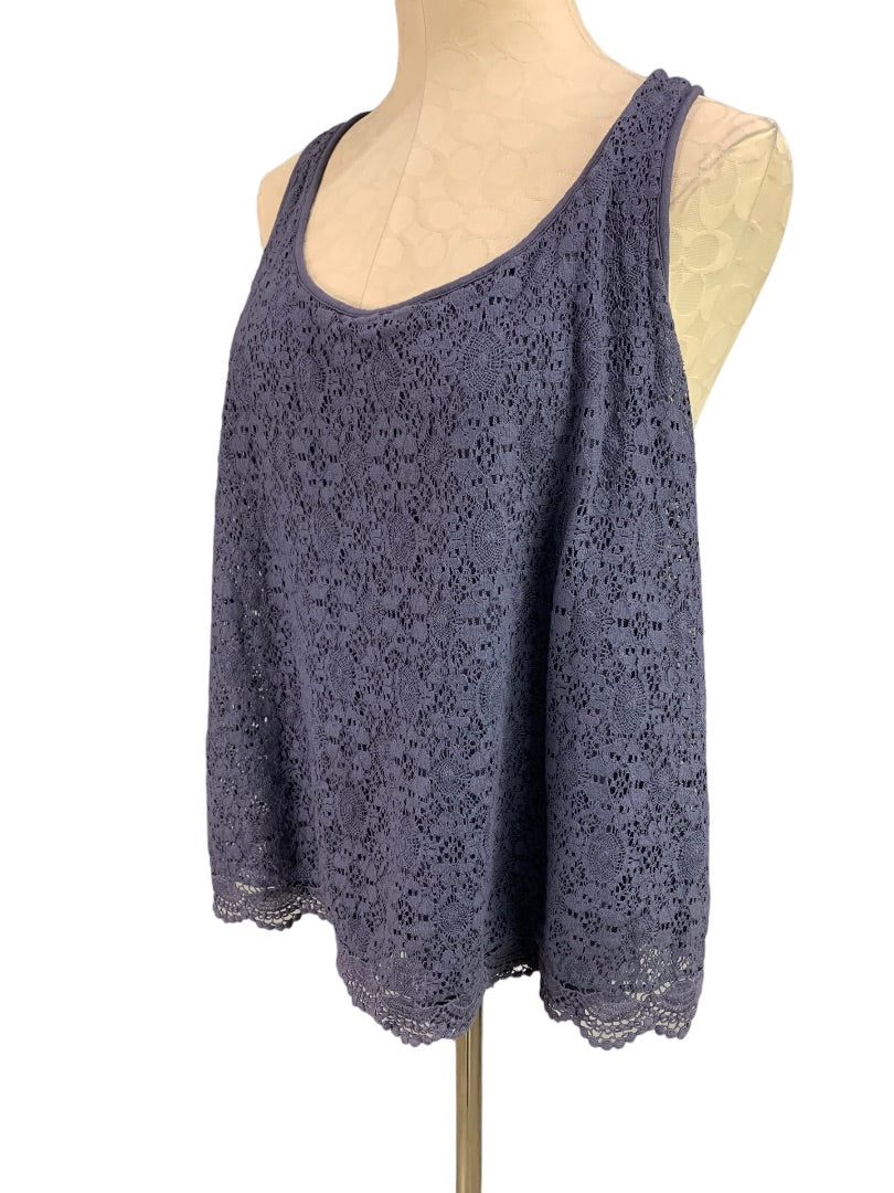 XL Lauren Conrad Junior Women's Soft Rayon Lace Front Tank Sleevless Pullover Shell