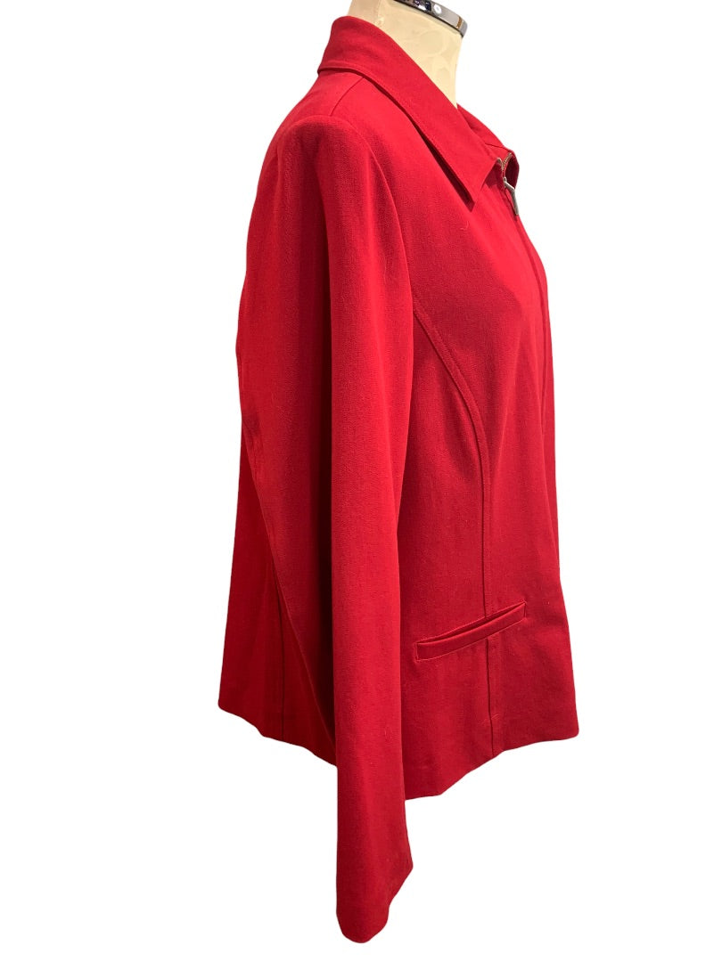 Size 16 Talbots Stretch Women's Red Full Zip Jacket Collared