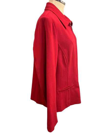 Size 16 Talbots Stretch Women's Red Full Zip Jacket Collared