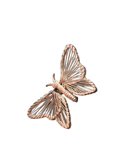 Vintage Butterfly Brooch Silver Tone Metal Open Work Pin