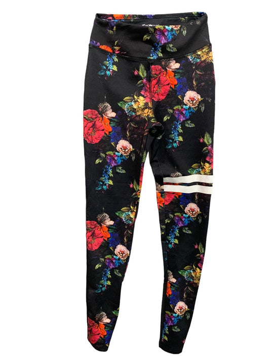 Size 6 Work Out Floral Women's Leggings Reflective Stripe Ankle Length