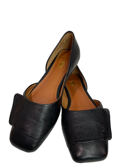 Size 5.5 Sarto Women's A-Tracy Black Leather Square Toe Shoes