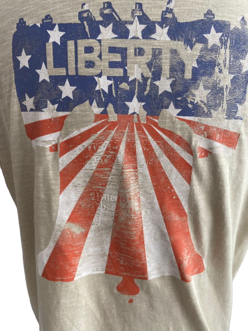 NWT Large Cremieux Oatmeal Liberty Bell Graphic T-Shirt