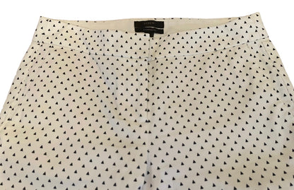 00 J.Crew Women's Campbell Pants White Black Triangles Pockets Zipper A6734