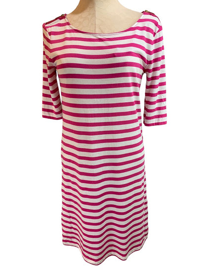 Medium Juicy Couture Women's Fuschia White Striped Tshirt Dress