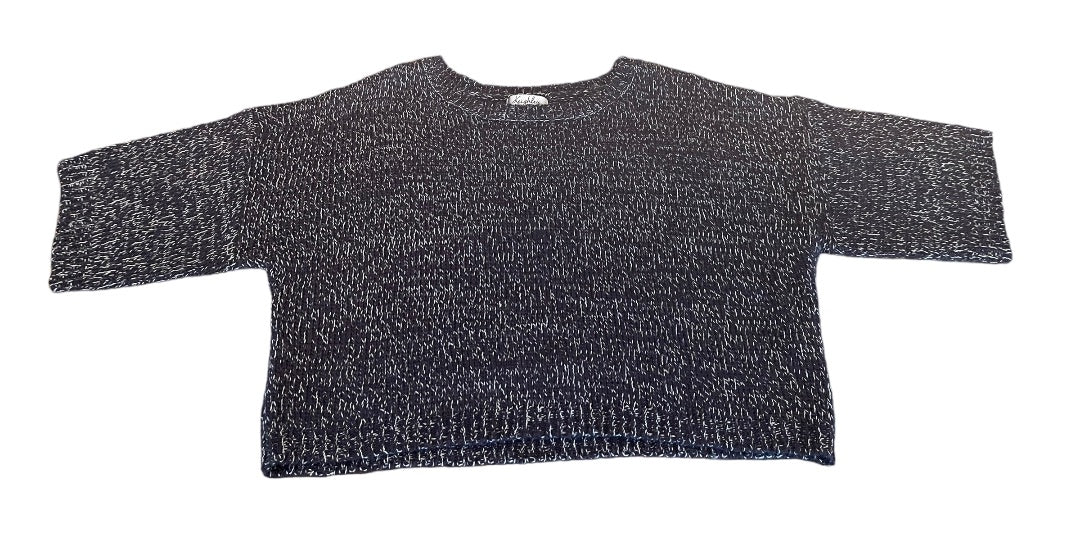 Medium Keighley Knit Womens Pull Over Waist Length Oversize Marled Knit Sweater Wool Blend