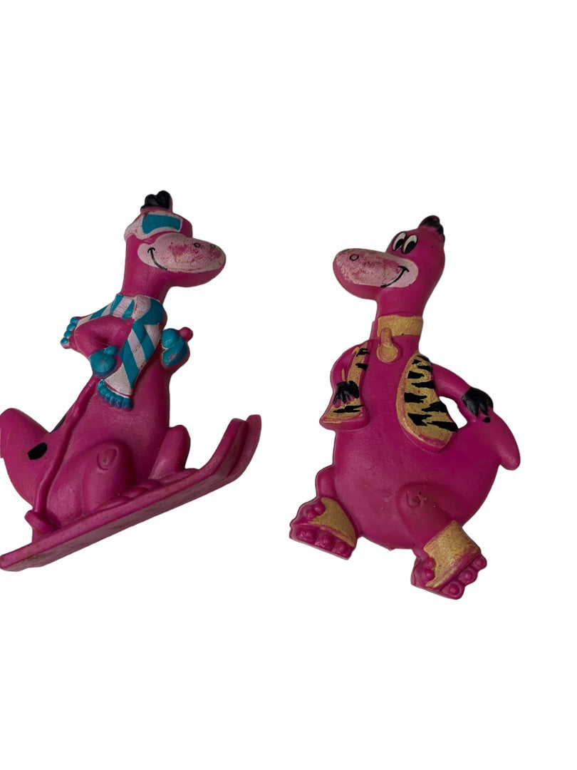 Flinstones Set of 2 Dino Figurines 1991 Post Cereal Toys Hanna Barbera 2.5"