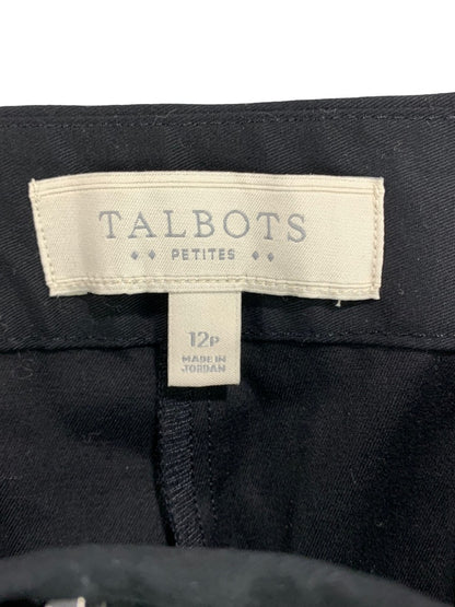 12P Talbots Petites Women's Crop Chino Pants Black Curvy 22.5" Inseam