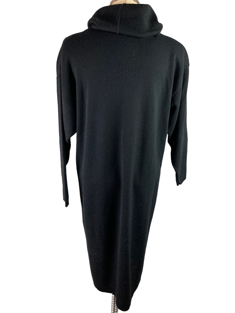 Small Karen Lessly Women's Black Y2K Sweater Dress Turtleneck 3/4 Sleeve