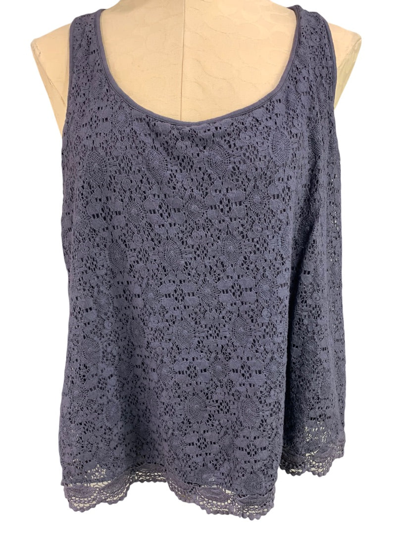 XL Lauren Conrad Junior Women's Soft Rayon Lace Front Tank Sleevless Pullover Shell