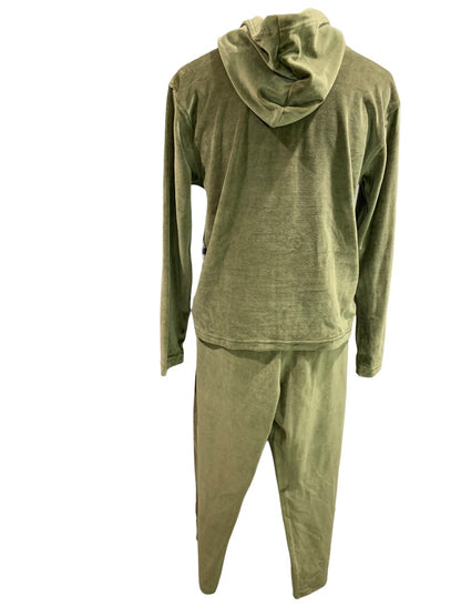 Small Jane Ashley Y2K Women's Two Piece Olive Green Velour Sweat Suit New