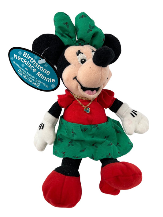 December Faux Birthstone Necklace 10" Minnie Stuffed Plush with 18" Chain and Crystal