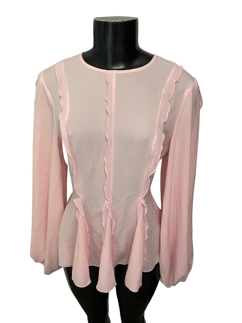 XS (0-2) Free People Keepsake Beloved Pink Long Sleeve Zipper Womens Top New