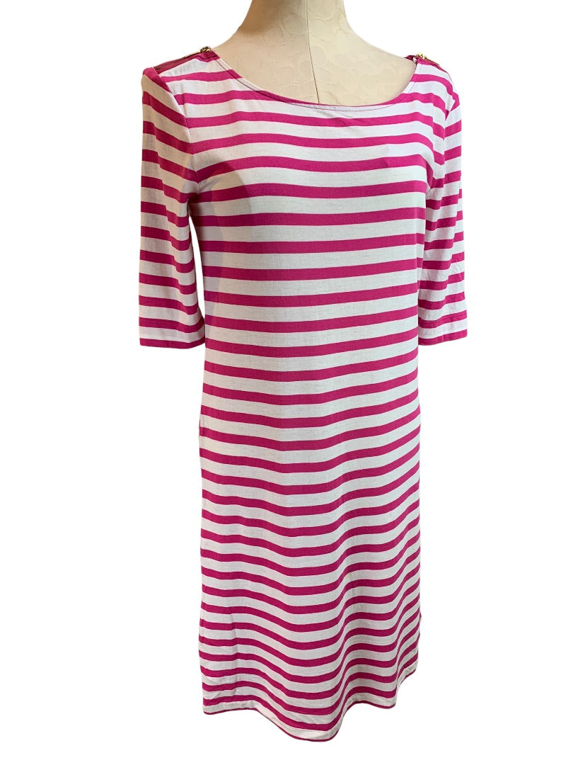 Medium Juicy Couture Women's Fuschia White Striped Tshirt Dress