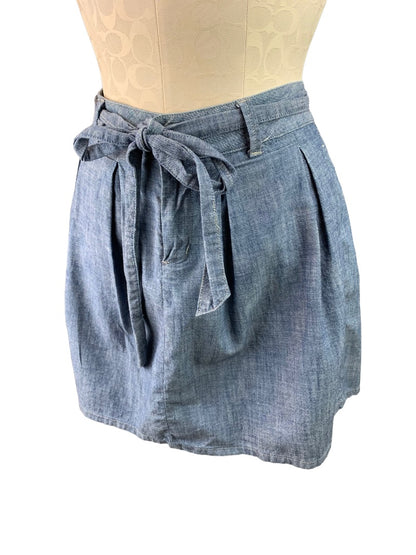 25 (0) Gap Women's Lightweight Jean Skirt Pleated Tie Belt