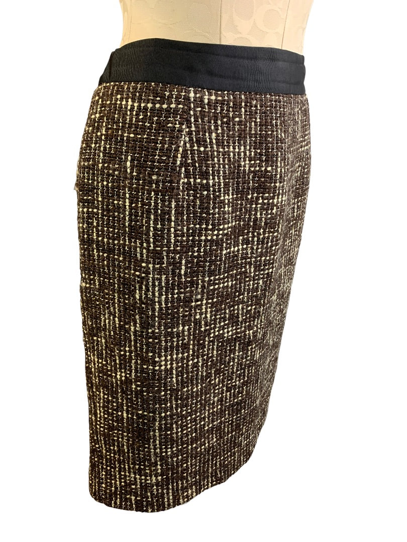 8R Boden Women's Tweed Brown Copper Lined Pencil Straight Skirt