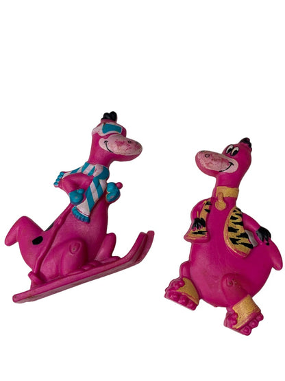 Flinstones Set of 2 Dino Figurines 1991 Post Cereal Toys Hanna Barbera 2.5"