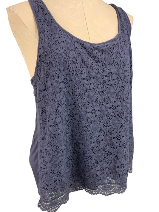 XL Lauren Conrad Junior Women's Soft Rayon Lace Front Tank Sleevless Pullover Shell