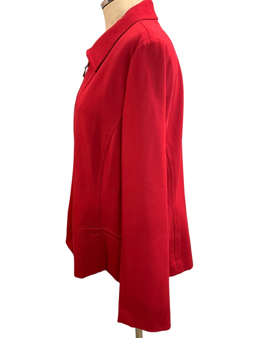 Size 16 Talbots Stretch Women's Red Full Zip Jacket Collared