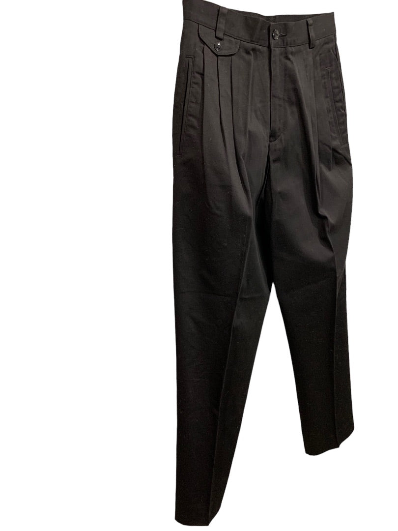 Size 6 LizSport Women's Black Pants Chino Front Pleat Cottton 27 Inch Inseam