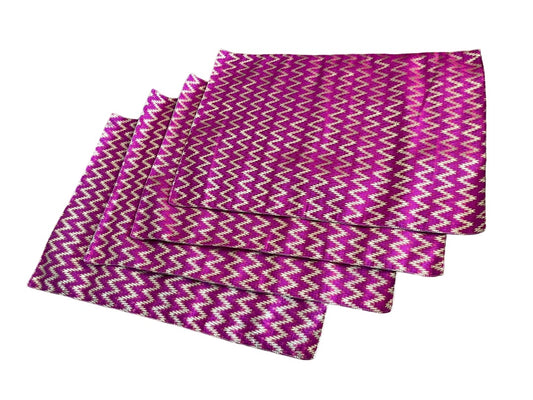 Placemats Gold Hot Pink Fuchsia Set of 4 Table Linens 12.5 x 17.5"