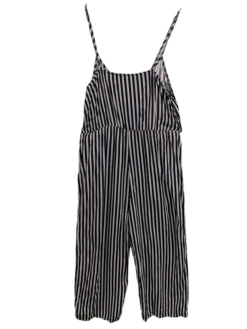 Small Garage Navy Blue New Striped Lightweight Jumpsuit Spaghetti Strap