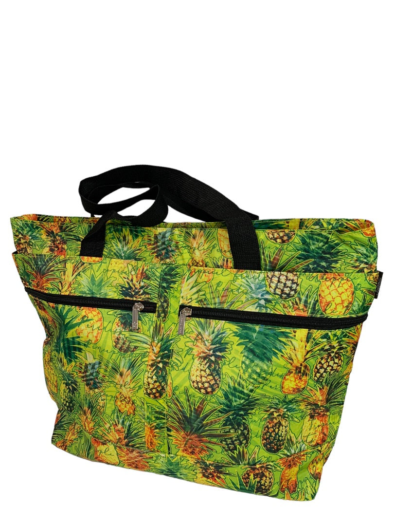 CCo Island New Tropical Print Pineapple Zip Top Travel Tote 14x19"