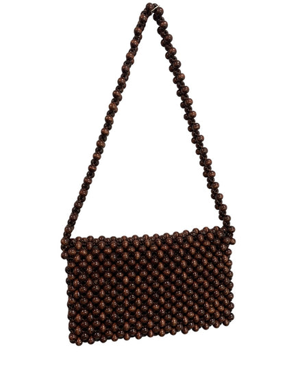 An Original Sarne Wooden Beaded Handbag Japan Brown Shoulderbag