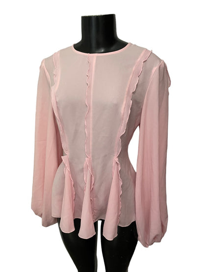 XS (0-2) Free People Keepsake Beloved Pink Long Sleeve Zipper Womens Top New