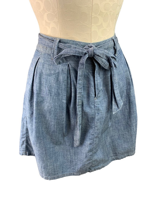 25 (0) Gap Women's Lightweight Jean Skirt Pleated Tie Belt