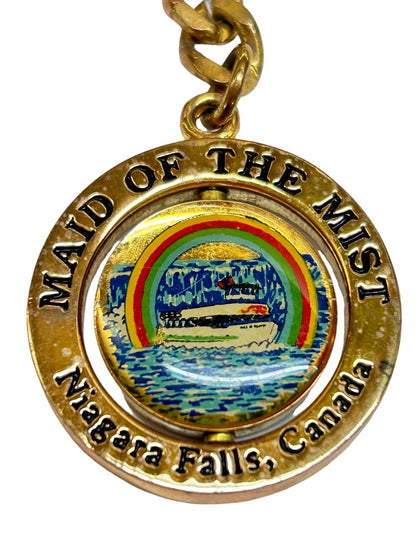 Vintage Maid of the Mist Souvenir Keychain Niagara Falls Canada Swivel Screw Closure