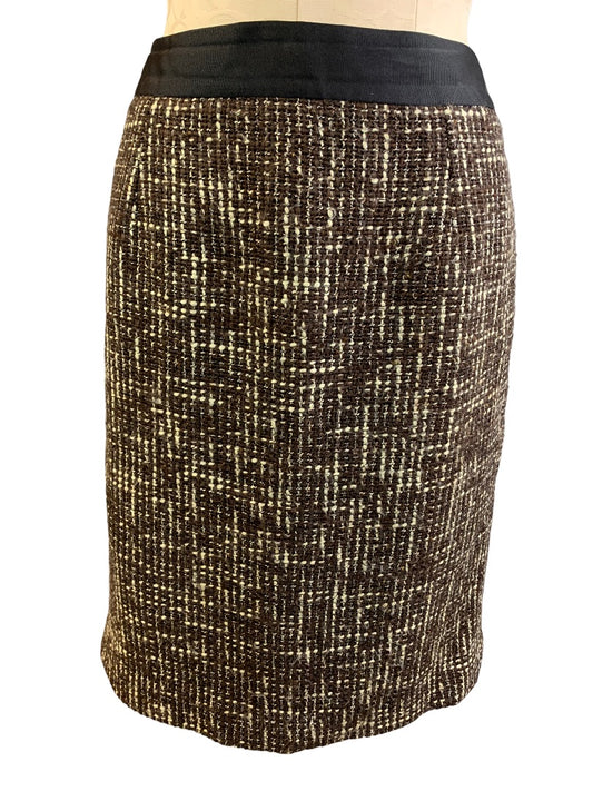 8R Boden Women's Tweed Brown Copper Lined Pencil Straight Skirt