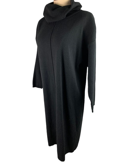 Small Karen Lessly Women's Black Y2K Sweater Dress Turtleneck 3/4 Sleeve