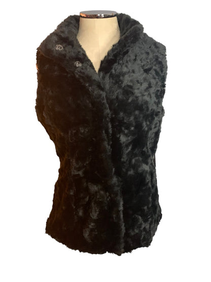 Large Weatherproof New Women's Black Faux Fur Snap Up Outerwear Vest