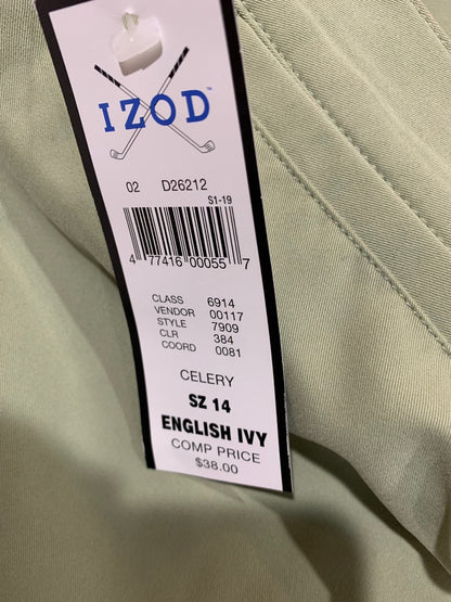 Size 14 Izod Women's English Ivy Wide Leg New Shorts Celery