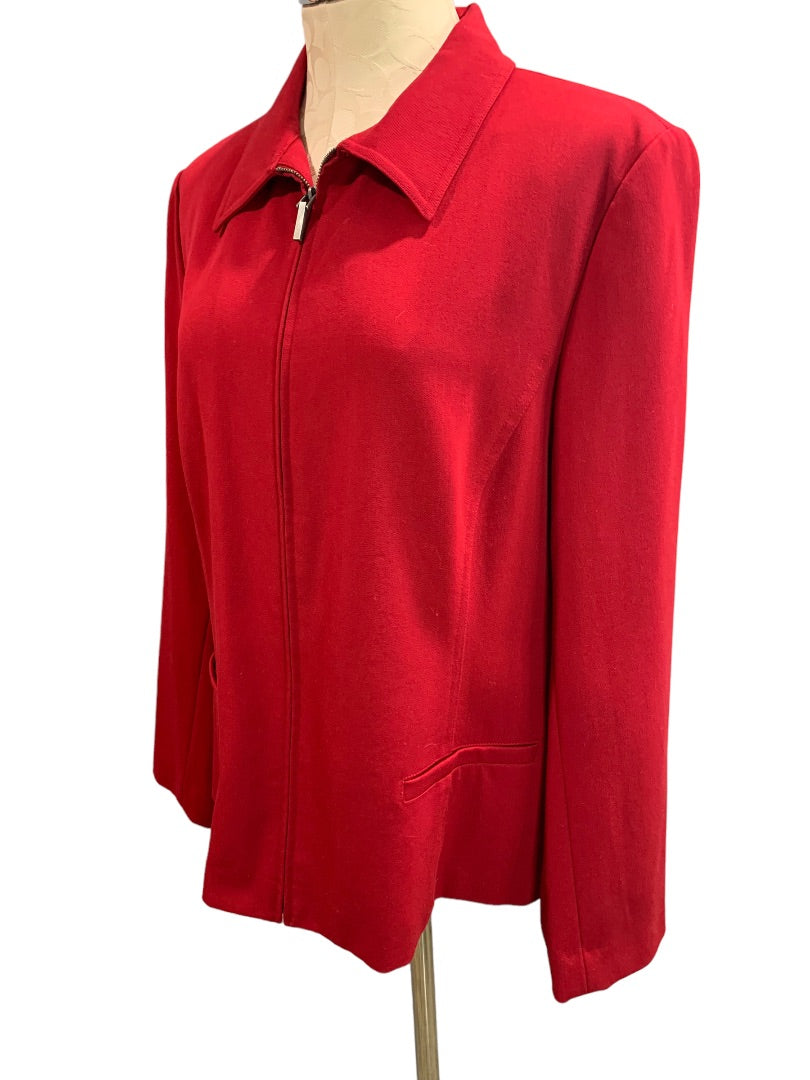 Size 16 Talbots Stretch Women's Red Full Zip Jacket Collared