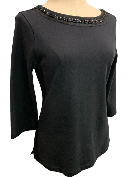 Small Old Navy Women's Black Embellished Neckline 3/4 Sleeve Sweater