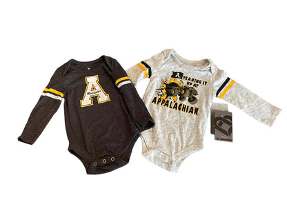 3-6 mos Colosseum Infants North Carolina Appalachian Mountaineers One Piece Set of 2