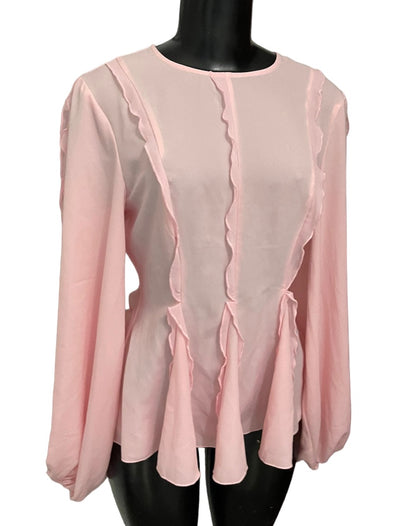 XS (0-2) Free People Keepsake Beloved Pink Long Sleeve Zipper Womens Top New