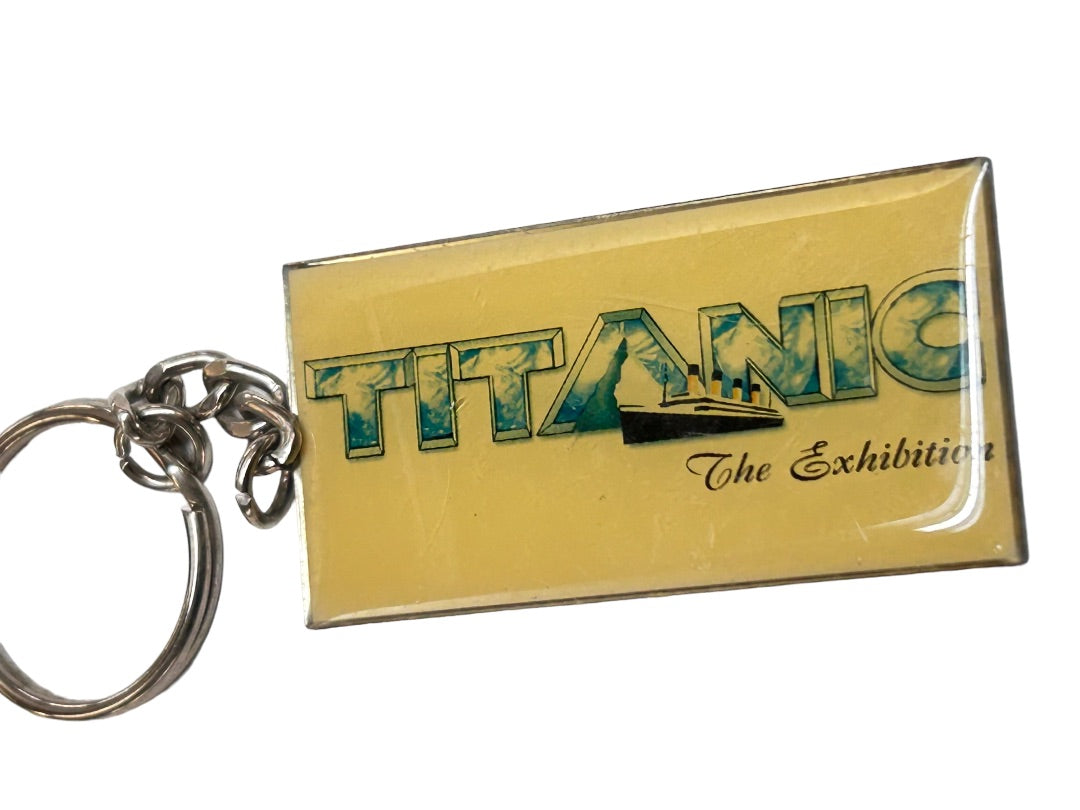 Vintage Titanic The Exhibition Keychain Key Ring Resin Over Metal 2.5"