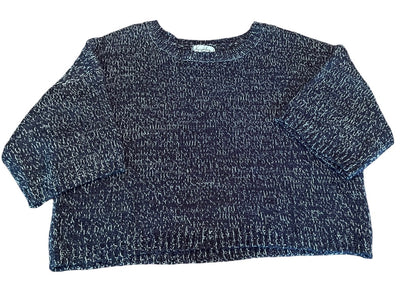 Medium Keighley Knit Womens Pull Over Waist Length Oversize Marled Knit Sweater Wool Blend