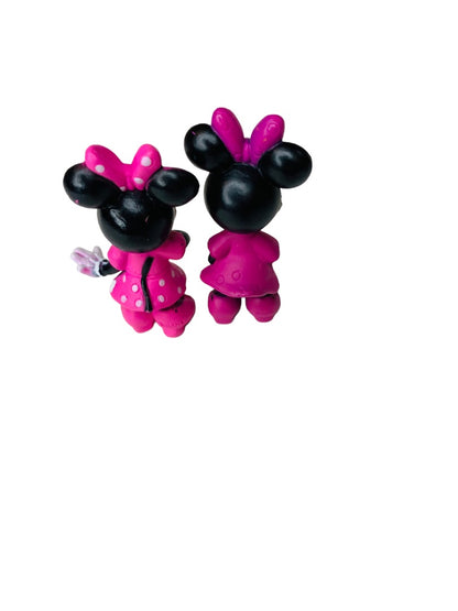 Minnie Mouse Disney 2" Figure Pink Bow Set of 2 Vinyl Figurines