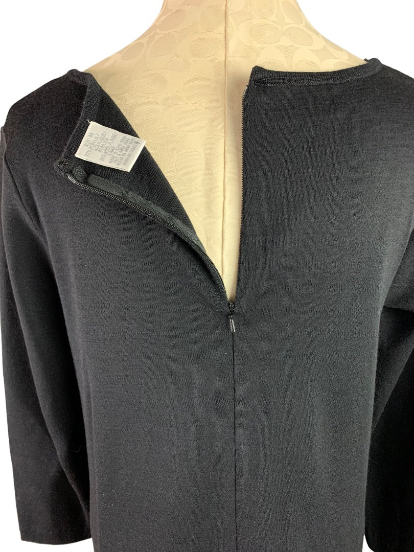 Medium Liz Claiborne Dresses Vintage 1990s Black Wool Blend Sweater Dress Beaded Neckline