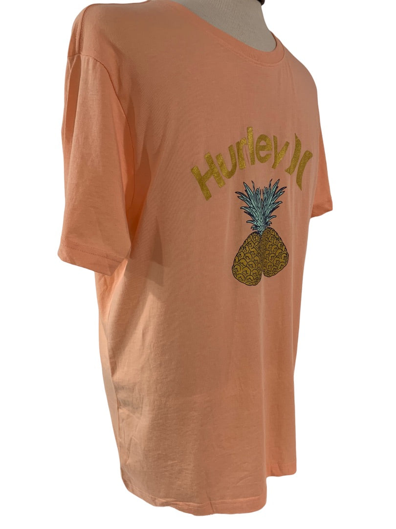 Large Hurley Men's Pineapple Peach Color Short Sleeve New Tshirt