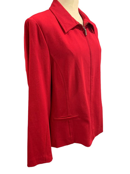 Size 16 Talbots Stretch Women's Red Full Zip Jacket Collared