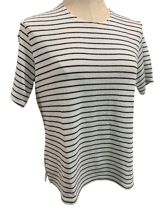 Large Notations Women's Vintage 1990s White Black Short Sleeve Top Striped