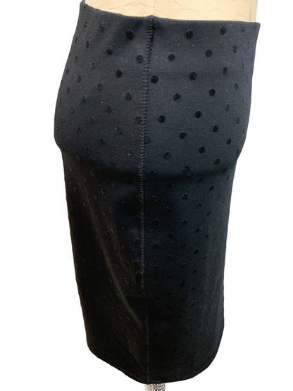 Large Old Navy Black Stretch Knit Pull On Pencil Skirt Swiss Dot