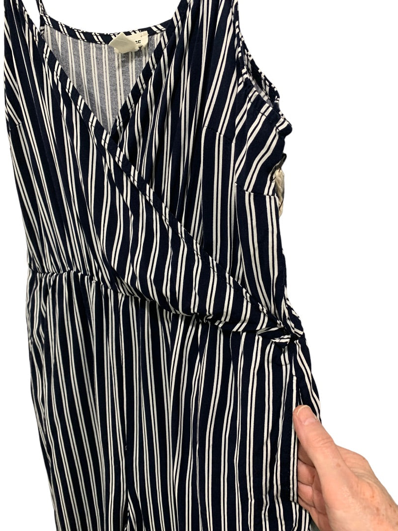 Small Garage Navy Blue New Striped Lightweight Jumpsuit Spaghetti Strap