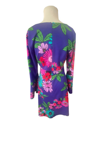 8 Trina Turk Floral 70's Style Dress Tenderness Bell Sleeve Shift Dress