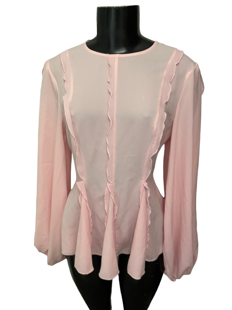 XS (0-2) Free People Keepsake Beloved Pink Long Sleeve Zipper Womens Top New